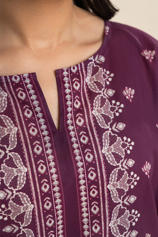 3 PIECE PRINTED LAWN SUIT-ROYAL AMBER (UNSTITCHED)