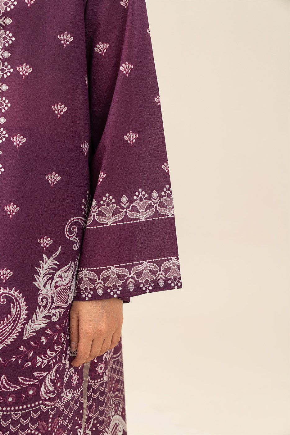 3 PIECE PRINTED LAWN SUIT-ROYAL AMBER (UNSTITCHED)