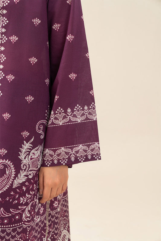 3 PIECE PRINTED LAWN SUIT-ROYAL AMBER (UNSTITCHED)