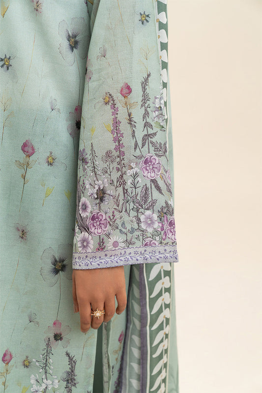 3 PIECE PRINTED LAWN SUIT-FLORET MINT (UNSTITCHED)