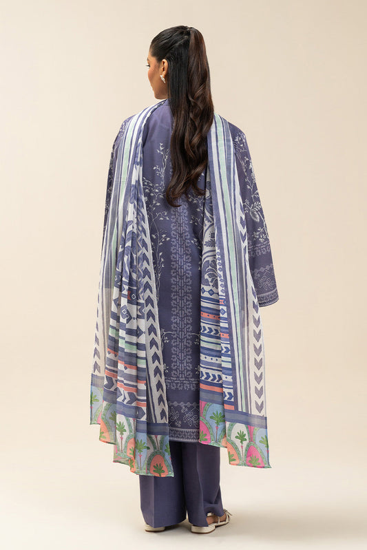 3 PIECE PRINTED LAWN SUIT-RAVEN DIVE (UNSTITCHED)