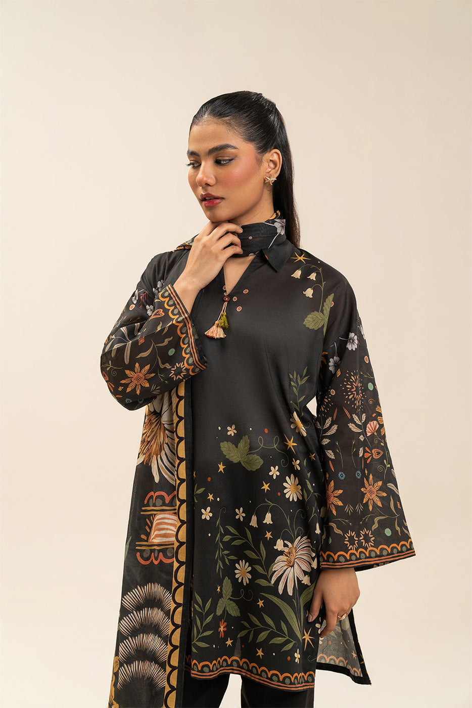 3 PIECE PRINTED LAWN SUIT-SABLE ZEST (UNSTITCHED)