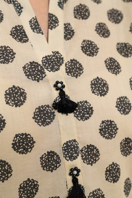 2 PIECE EMBROIDERED LAWN SUIT-MAGENTA DOTS (UNSTITCHED)