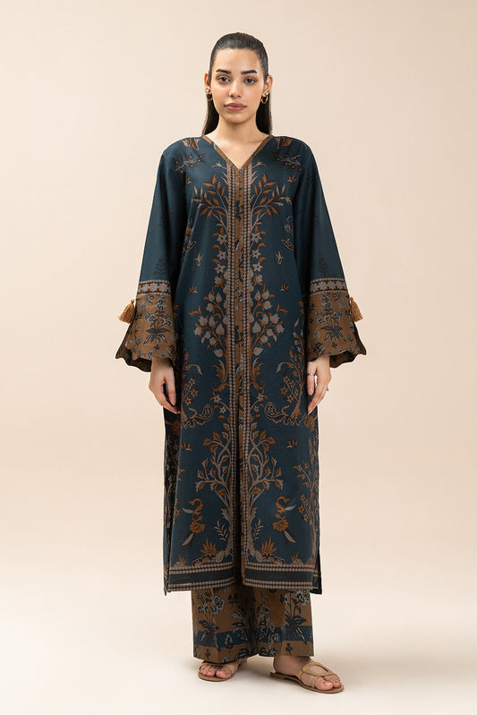 2 PIECE PRINTED LAWN SUIT-BLUE REVERIE (UNSTITCHED)