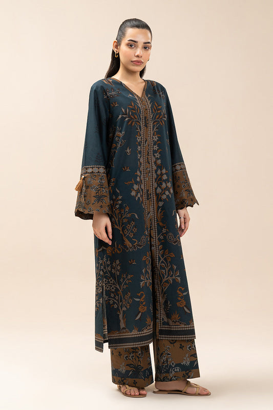 2 PIECE PRINTED LAWN SUIT-BLUE REVERIE (UNSTITCHED)