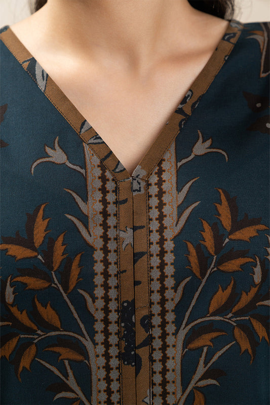 2 PIECE PRINTED LAWN SUIT-BLUE REVERIE (UNSTITCHED)