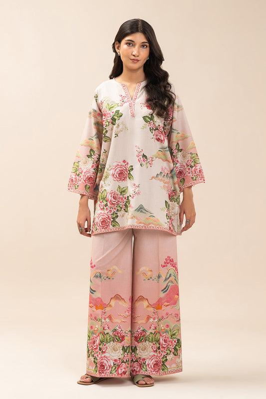 2 PIECE PRINT LAWN SUIT-ROSY SYMPHONY (UNSTITCHED)