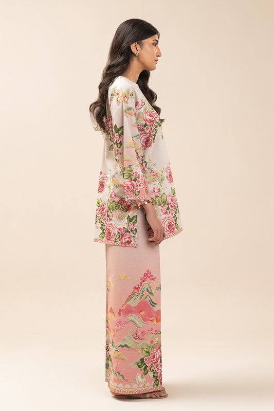 2 PIECE PRINT LAWN SUIT-ROSY SYMPHONY (UNSTITCHED)