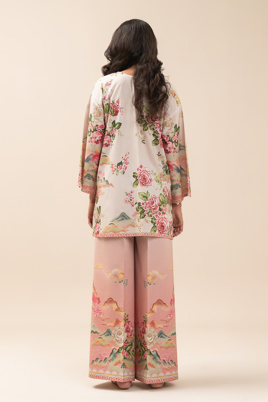 2 PIECE PRINT LAWN SUIT-ROSY SYMPHONY (UNSTITCHED)