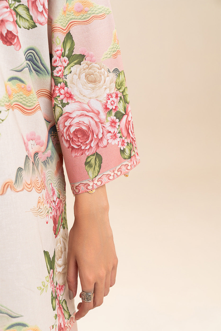2 PIECE PRINT LAWN SUIT-ROSY SYMPHONY (UNSTITCHED)
