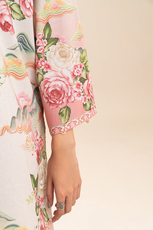 2 PIECE PRINT LAWN SUIT-ROSY SYMPHONY (UNSTITCHED)