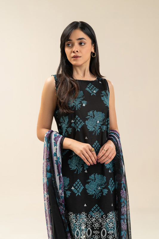 3 PIECE EMBROIDERED LAWN SUIT-DUSTY MUSE (UNSTITCHED)