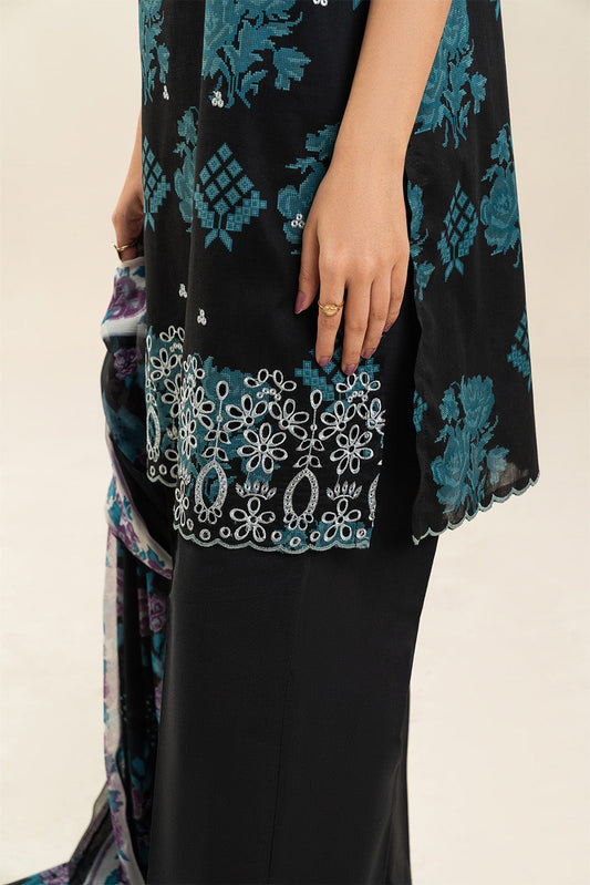 3 PIECE EMBROIDERED LAWN SUIT-DUSTY MUSE (UNSTITCHED)
