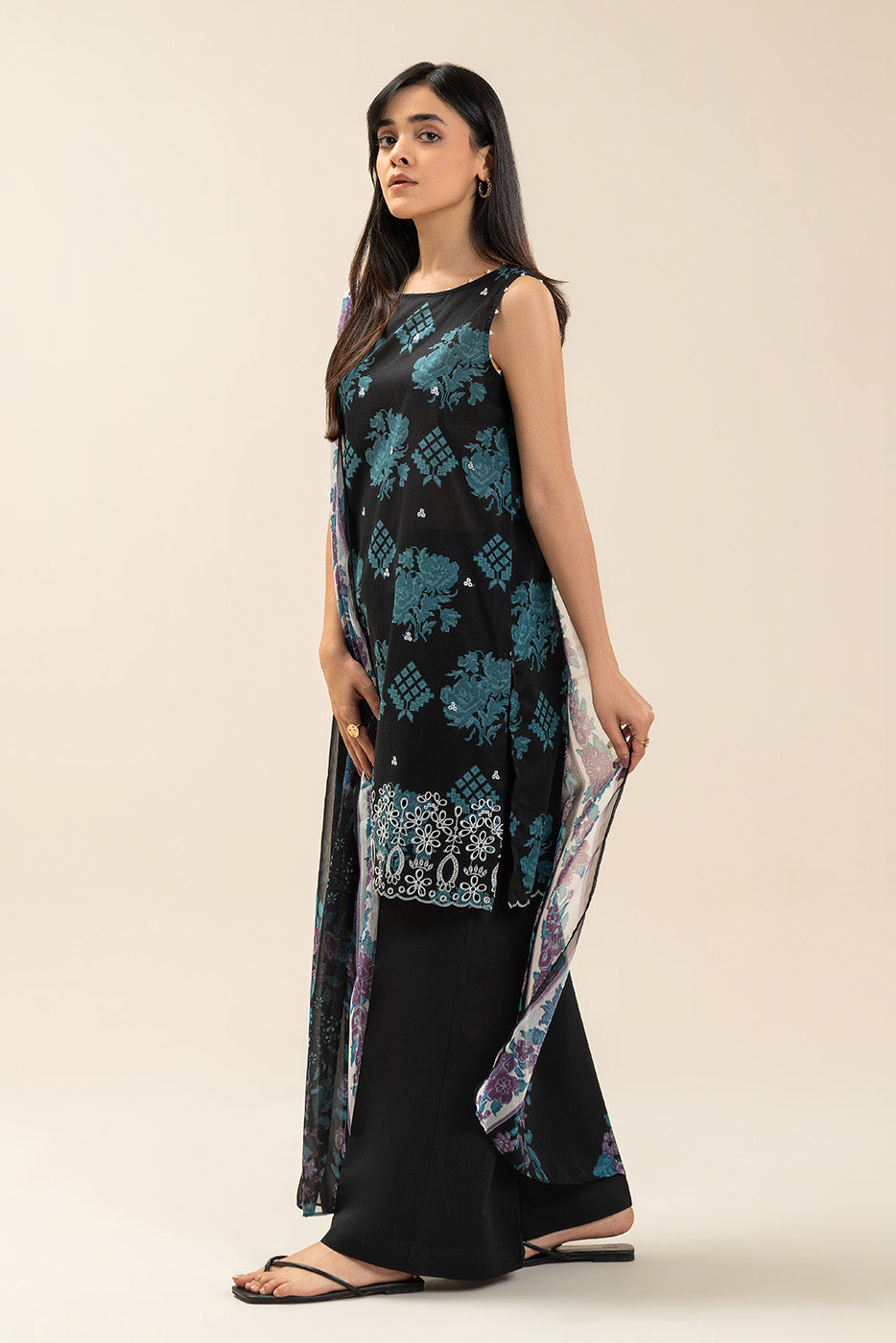 3 PIECE EMBROIDERED LAWN SUIT-DUSTY MUSE (UNSTITCHED)