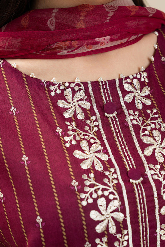 3 PIECE EMBROIDERED LAWN SUIT-DARK LANE FLORA (UNSTITCHED)