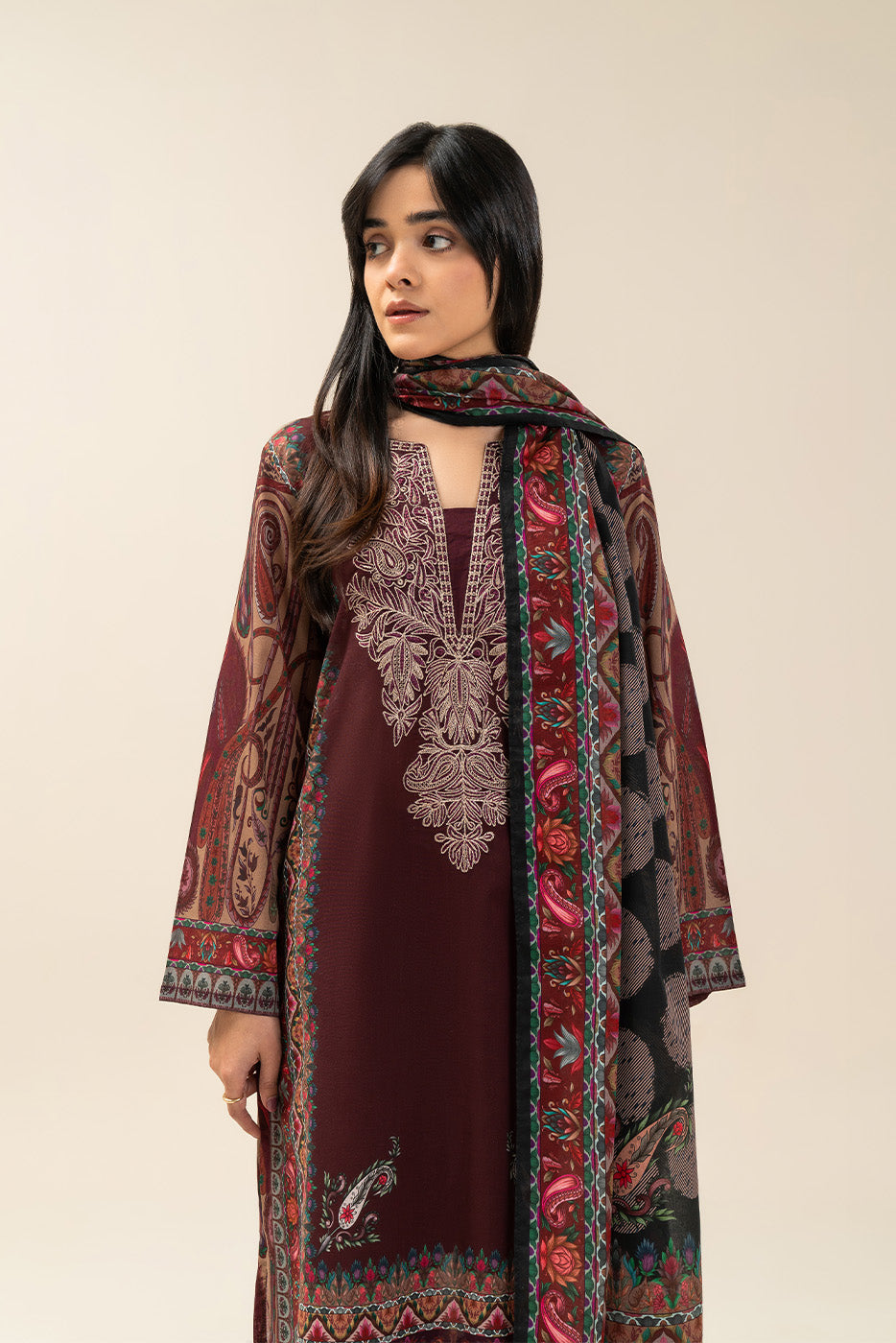 3 PIECE EMBROIDERED LAWN SUIT-ETHNIC PAISLEY (UNSTITCHED)