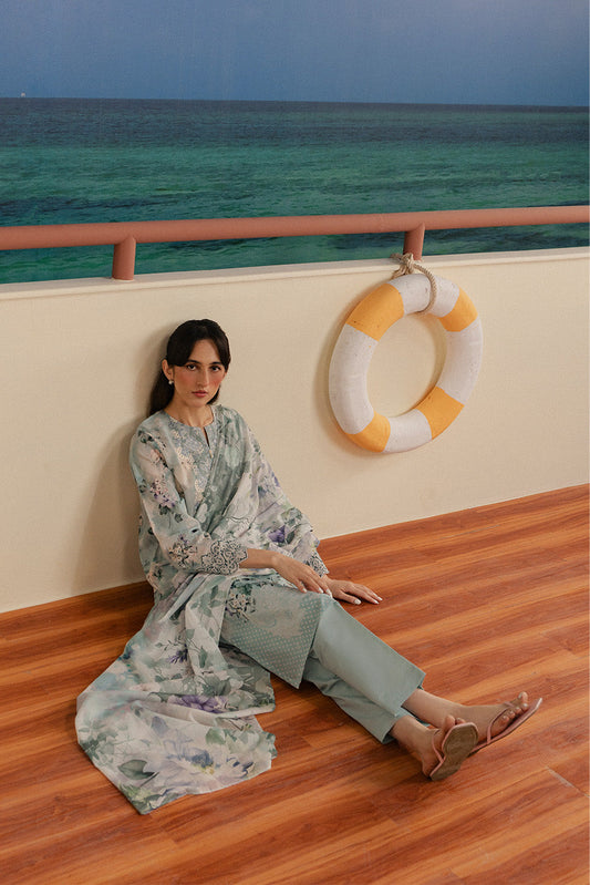 3 PIECE EMBROIDERED LAWN SUIT-CERULEAN RIVULET (UNSTITCHED)