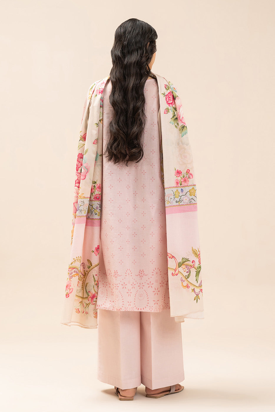 3 PIECE EMBROIDERED LAWN SUIT-ROSE MIST (UNSTITCHED)