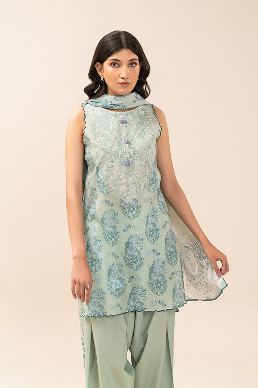 3 PIECE EMBROIDERED LAWN SUIT-HAZE ICE (UNSTITCHED)