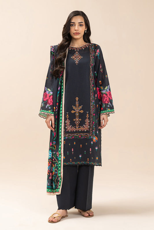3 PIECE EMBROIDERED LAWN SUIT-BLACK OPULENCE (UNSTITCHED)