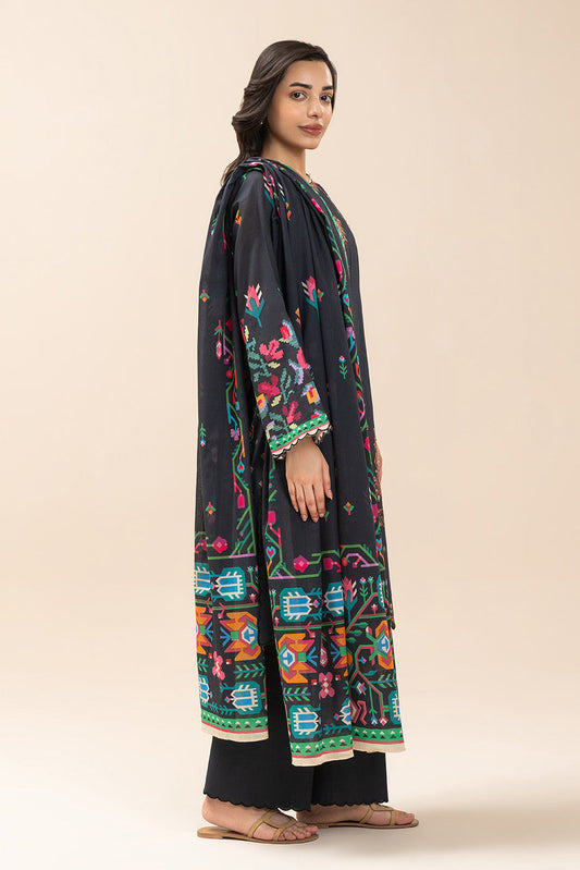 3 PIECE EMBROIDERED LAWN SUIT-BLACK OPULENCE (UNSTITCHED)