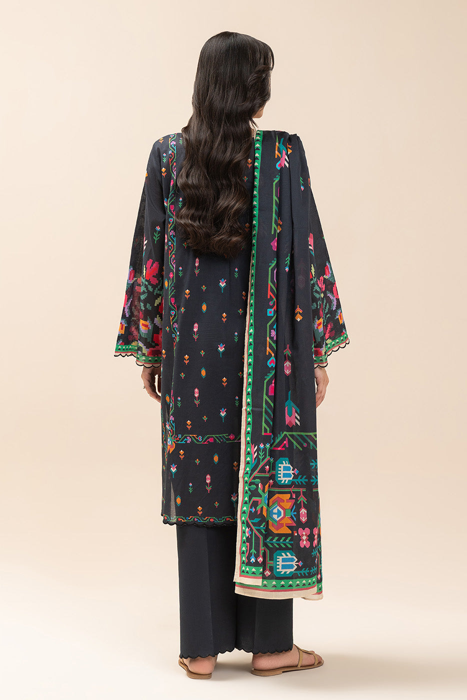 3 PIECE EMBROIDERED LAWN SUIT-BLACK OPULENCE (UNSTITCHED)