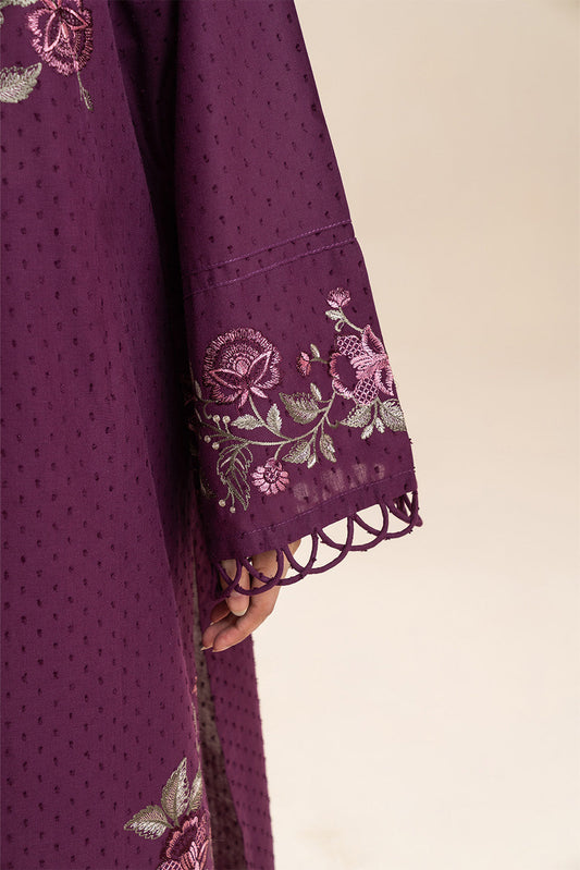 3 PIECE EMBROIDERED SELF JACQUARD SUIT-BERRY BLOSSOM (UNSTITCHED)
