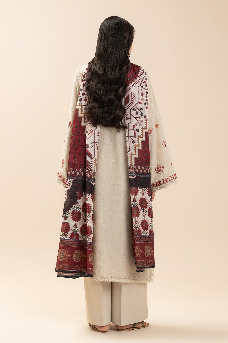 3 PIECE EMBROIDERED SELF JACQUARD SUIT-GAINSBORO (UNSTITCHED)