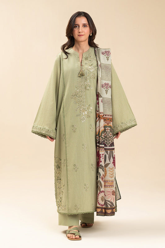 3 PICE EMBROIDERED LAWN SUIT-OPULENT SAGE (UNSTITCHED)