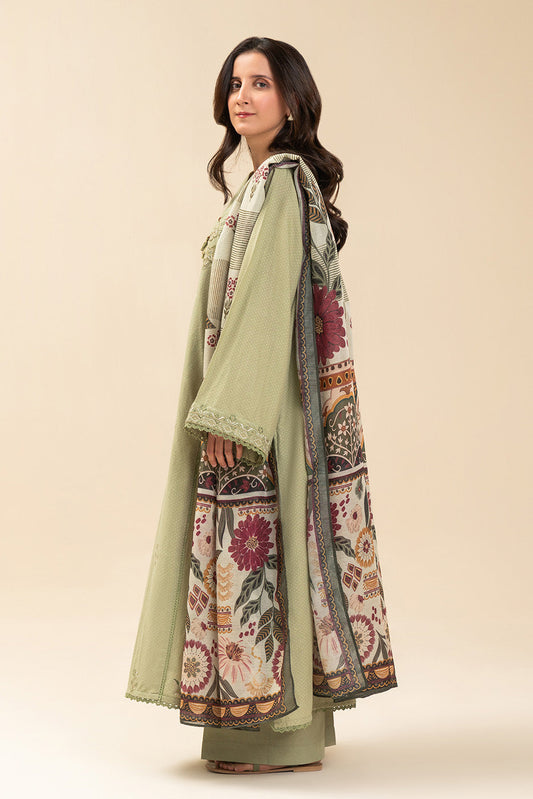 3 PICE EMBROIDERED LAWN SUIT-OPULENT SAGE (UNSTITCHED)