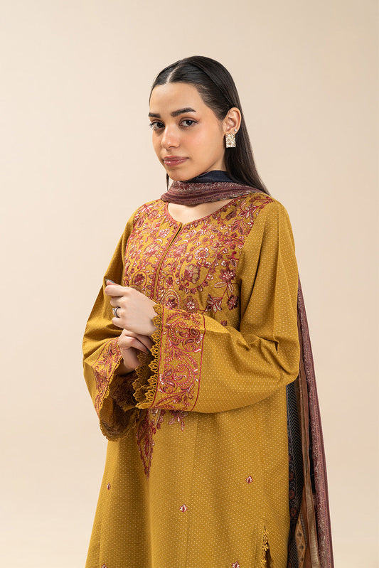 3 PIECE EMBROIDERED SELF JACQUARD SUIT-SUNNY MOUNTAIN (UNSTITCHED)