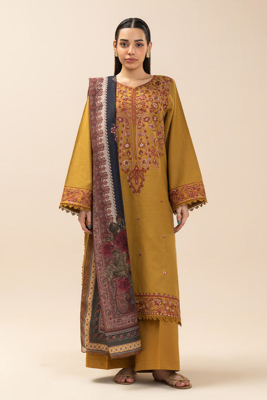 3 PIECE EMBROIDERED SELF JACQUARD SUIT-SUNNY MOUNTAIN (UNSTITCHED)