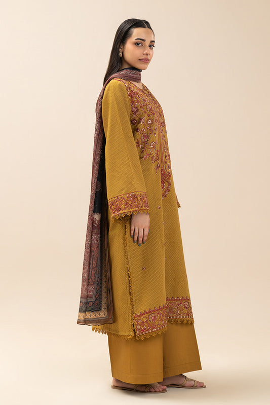3 PIECE EMBROIDERED SELF JACQUARD SUIT-SUNNY MOUNTAIN (UNSTITCHED)