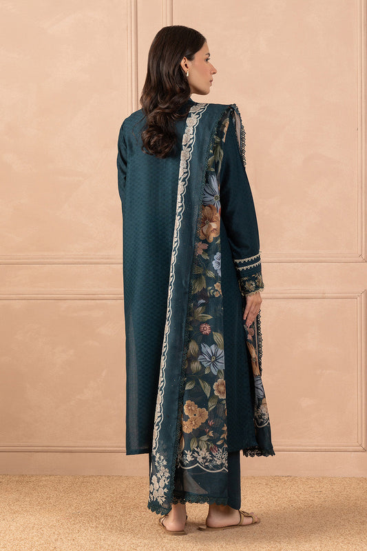 3 PIECE EMBROIDERED SELF JACQUARD SUIT-CEDAR FLORA (UNSTITCHED)