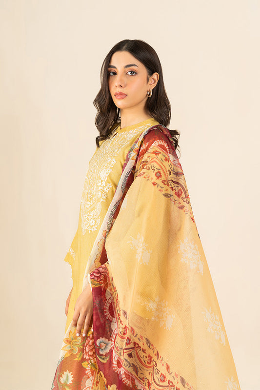 3 PIECE EMBROIDERED LAWN SUIT-MELLOW BLOOM ( UNSTITCHED )