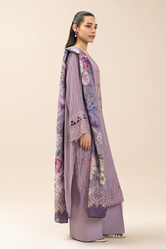 3 PIECE EMBROIDERED SELF JACQUARD SUIT-LAVENDER MUSE (UNSTITCHED)