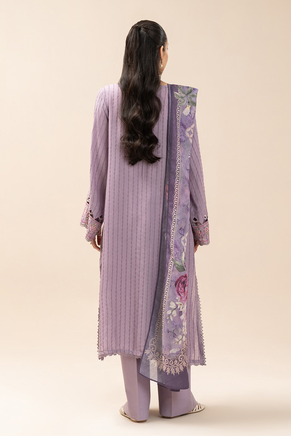3 PIECE EMBROIDERED SELF JACQUARD SUIT-LAVENDER MUSE (UNSTITCHED)