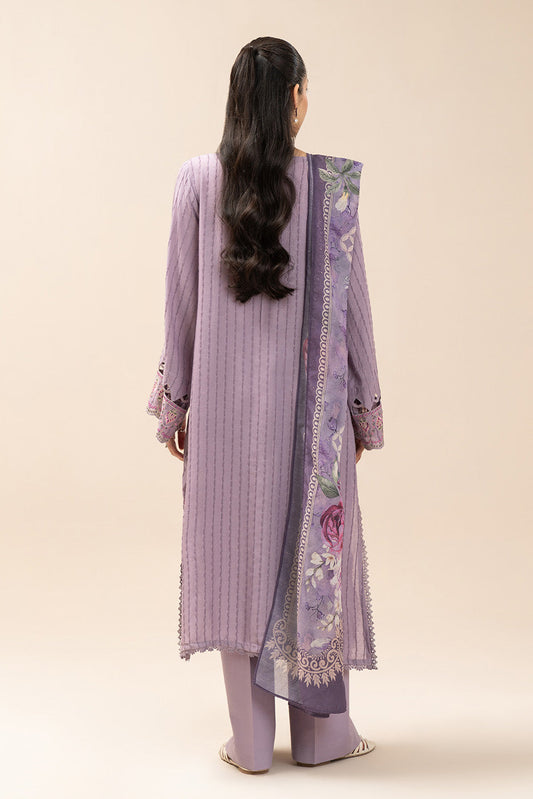 3 PIECE EMBROIDERED SELF JACQUARD SUIT-LAVENDER MUSE (UNSTITCHED)