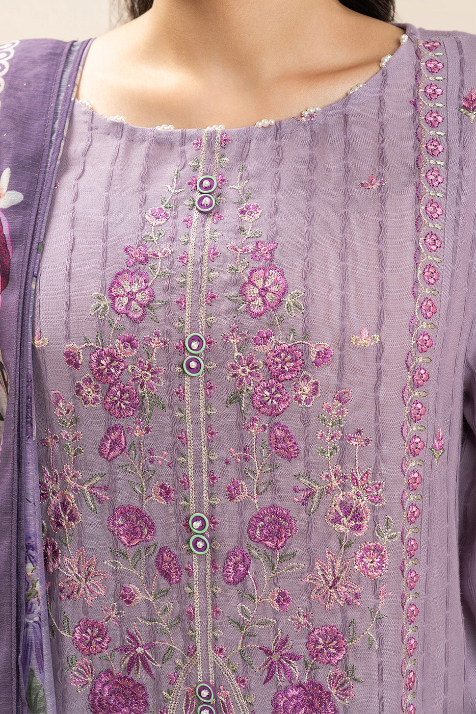 3 PIECE EMBROIDERED SELF JACQUARD SUIT-LAVENDER MUSE (UNSTITCHED)