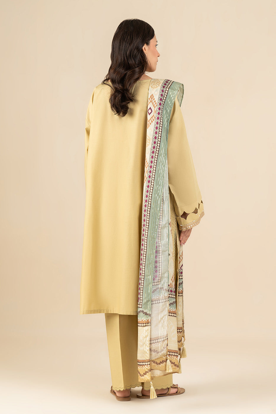 3 PIECE EMBROIDERED LAWN SUIT-FLAXEN REDOLENCE (UNSTITCHED)