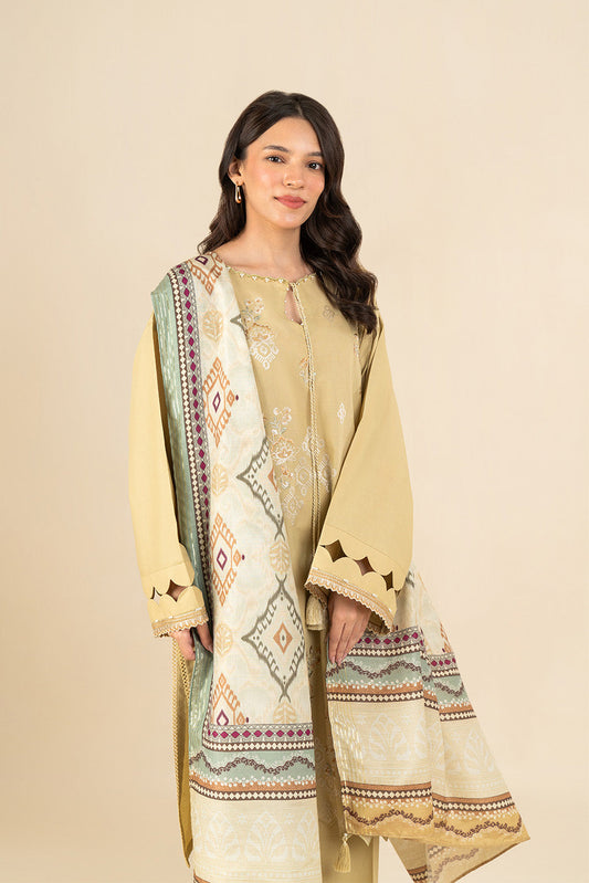 3 PIECE EMBROIDERED LAWN SUIT-FLAXEN REDOLENCE (UNSTITCHED)