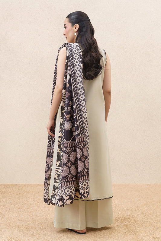 3 PIECE EMBROIDERED LAWN SUIT-SILVER DUSK (UNSTITCHED)