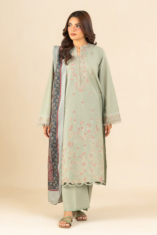 3 PIECE EMBROIDERED LAWN SUIT-SAGE SERENITY (UNSTITCHED)
