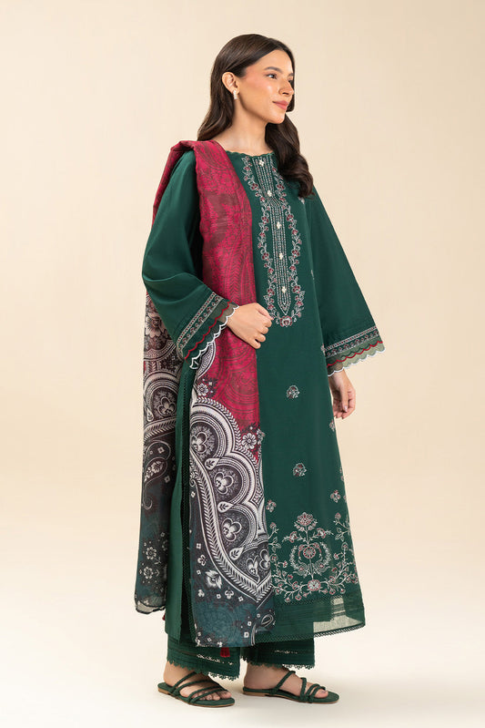 3 PIECE EMBROIDERED LAWN SUIT-CEDAR FLORA (UNSTITCHED)