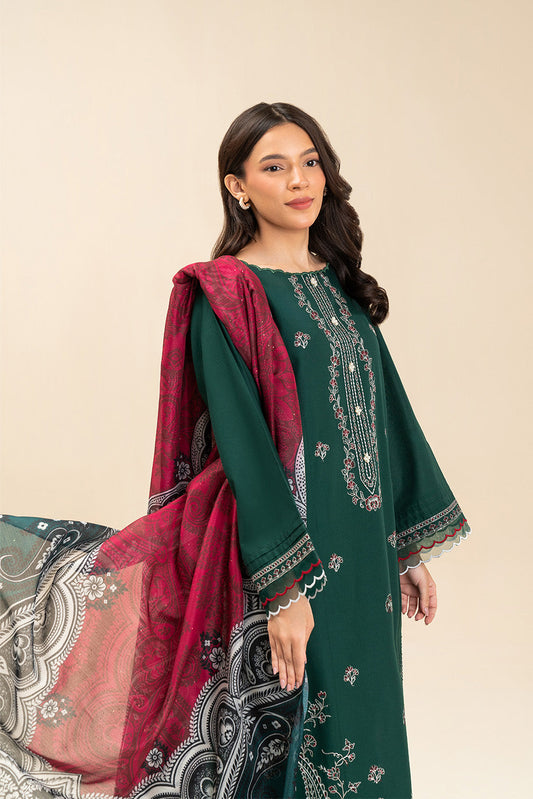 3 PIECE EMBROIDERED LAWN SUIT-CEDAR FLORA (UNSTITCHED)