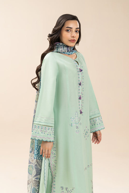 3 PIECE EMBROIDERED LAWN SUIT-MEADOW SAGE (UNSTITCHED)