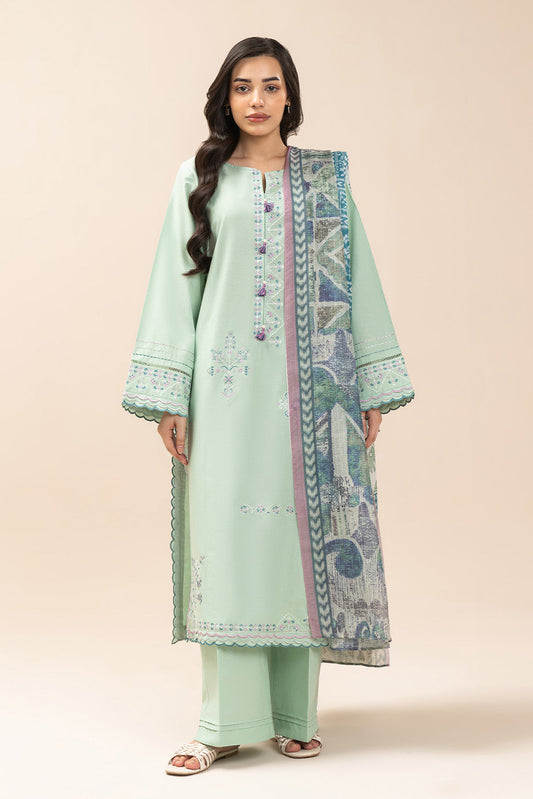 3 PIECE EMBROIDERED LAWN SUIT-MEADOW SAGE (UNSTITCHED)