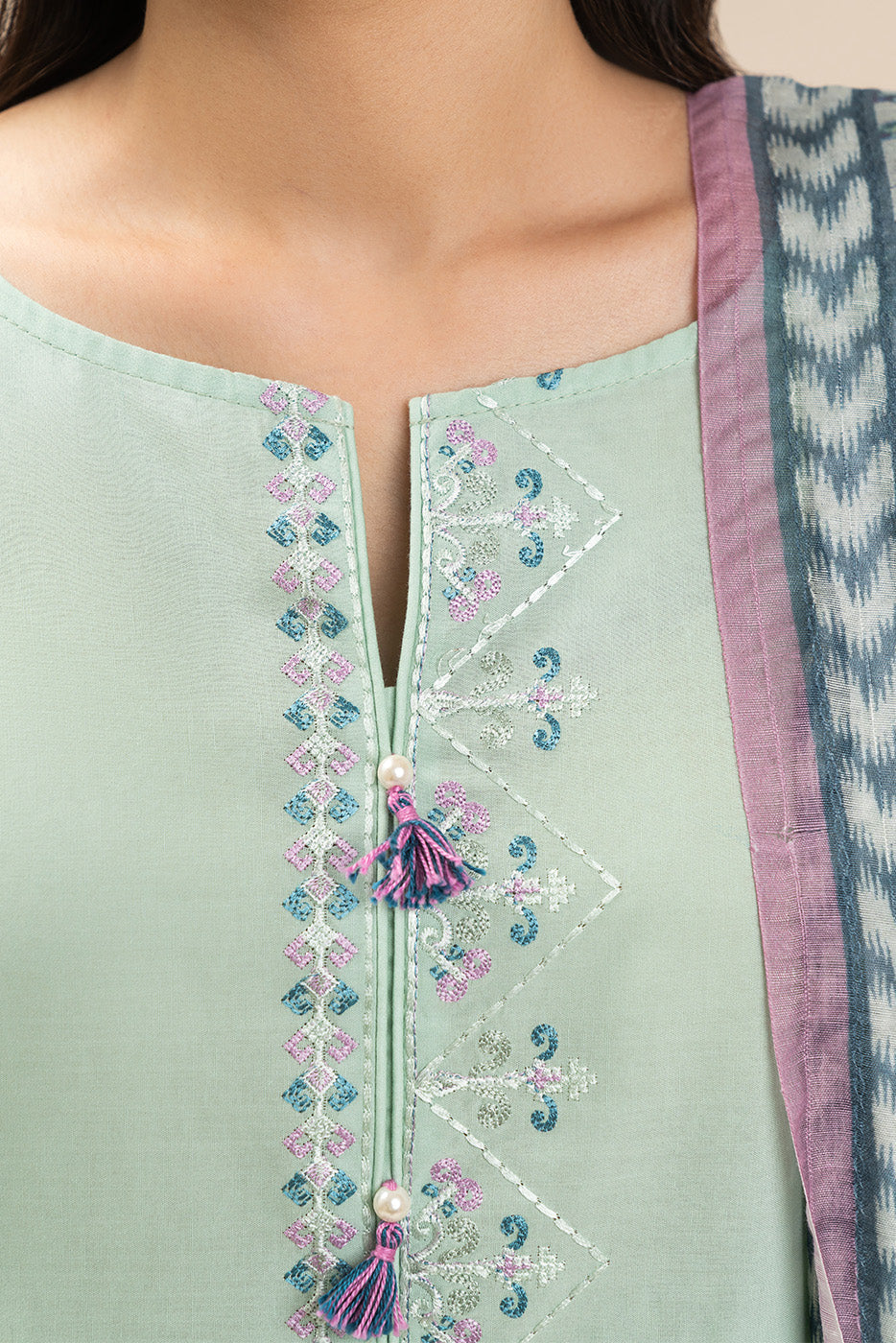 3 PIECE EMBROIDERED LAWN SUIT-MEADOW SAGE (UNSTITCHED)