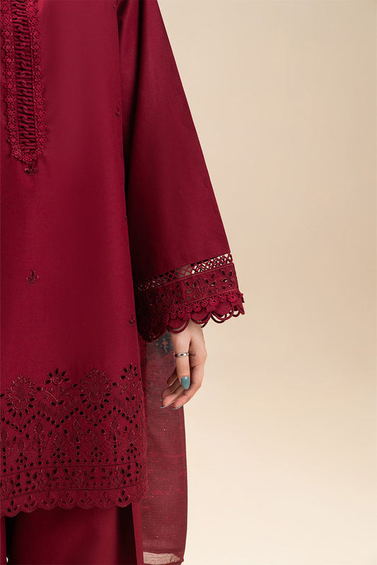 3 PIECE EMBROIDERED LAWN SUIT-CARMINE ECLIPSE (UNSTITCHED)