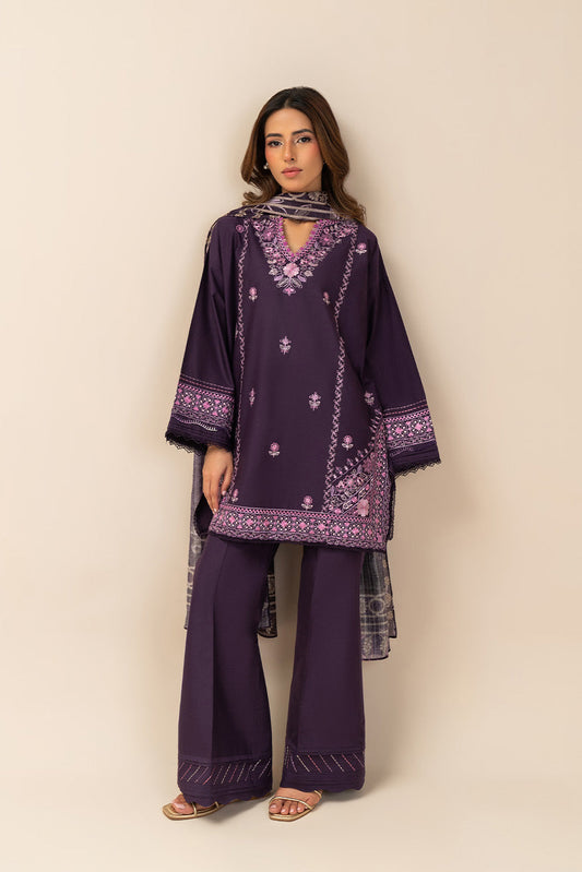 3 PIECE EMBROIDERED LAWN SUIT-PURPLE SERENITY (UNSTITCHED)